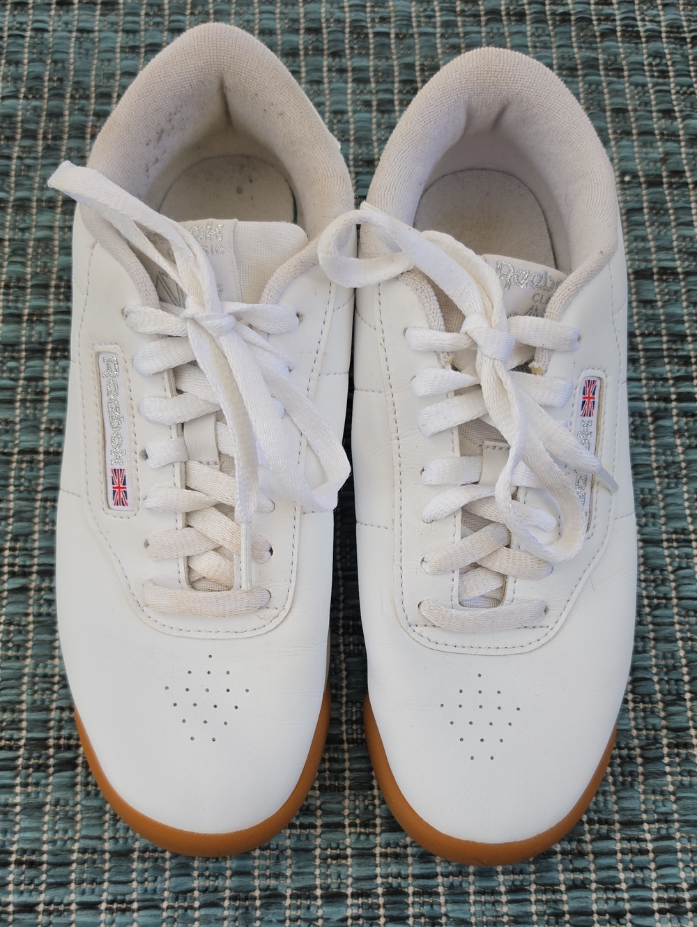 Reebok Womens's Princess White Leather Sneakers with Gum Outsole